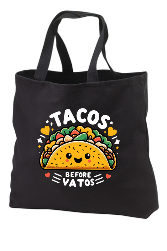Tacos Before Vatos Canvas Tote Bag